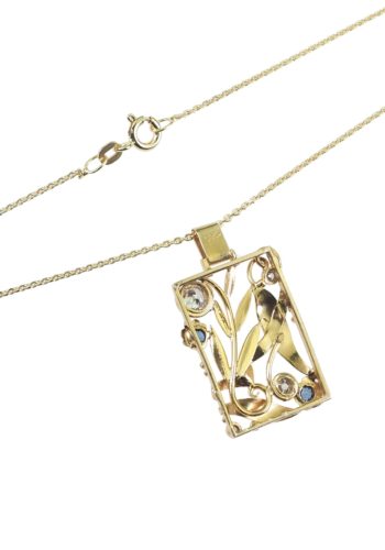 Ca. 1930 - Gold Pendant with chain, German Art déco - Image 6