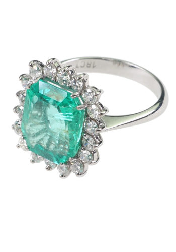 Ca. 1960 - Emerald & Brilliants Ring, incl. Gems certificate! - Image 3