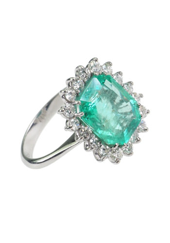 Ca. 1960 - Emerald & Brilliants Ring, incl. Gems certificate! - Image 4