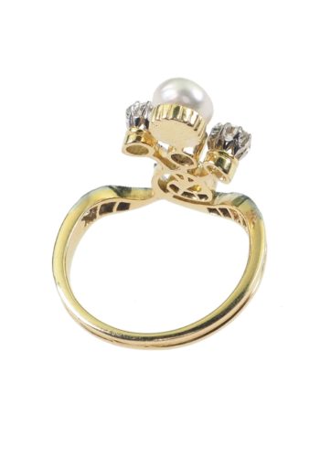 Ca. 1900 - French Art nouveau ring, Diamonds & Pearl - Image 5