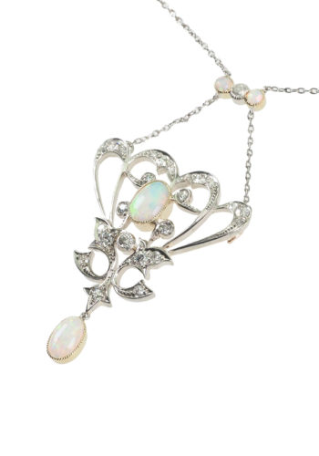 Ca. 1900 - Opals & Diamonds necklace, Edwardian - Image 3