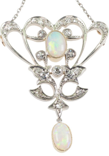 Ca. 1900 - Opals & Diamonds necklace, Edwardian - Image 4
