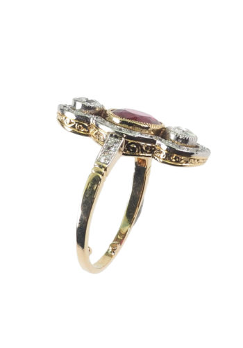 Ca. 1920 - Art déco Ruby- & Diamondsring, incl. Gemstones certificate! - Image 5