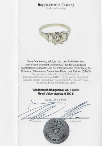 Ca. 1930 - Art déco Diamonds ring, incl. Gems certificate! - Image 9