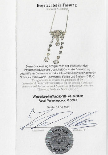 Ca. 1900 - Dutch Diamonds necklace, incl. Gemstones certificate! - Image 9