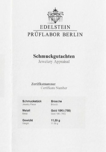 Ca. 1900 - Italian Diamonds brooch, incl. Gemstones certificate! - Image 8