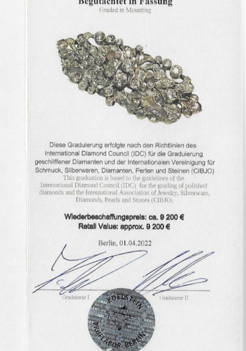 Ca. 1900 - Italian Diamonds brooch, incl. Gemstones certificate! - Image 9