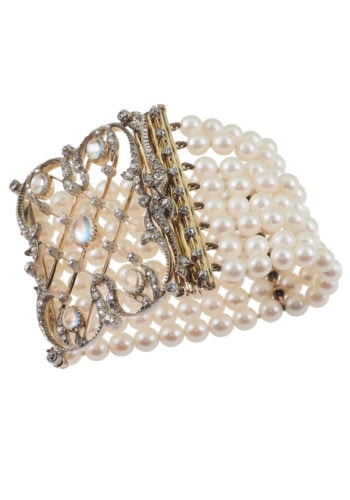 Ca. 1900 - Choker with Pearls, Diamonds & Moonstones - Image 6