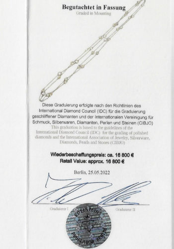 Ca. 1910 - Platinum chain with 31 Diamonds, incl. Gems appraisal! - Image 7