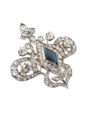 Ca. 1910 - French Diamonds brooch, incl. Gems certificate! - Image 4