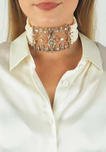 Ca. 1900 - Choker with Pearls, Diamonds & Moonstones - Image 3