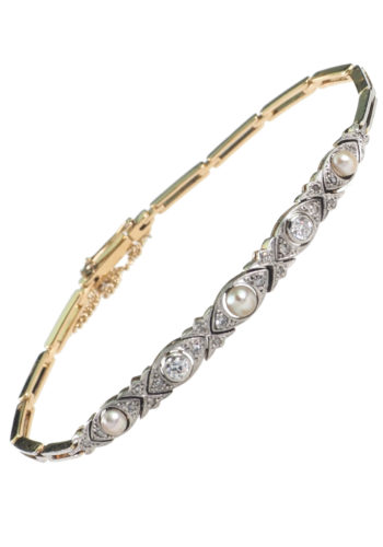 Ca. 1910 - Diamonds & Pearls Bracelet, English - Image 3