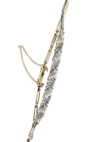 Ca. 1910 - Diamonds & Pearls Bracelet, English - Image 4
