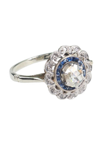 Ca. 1930 - Art déco Diamonds & Sapphires Ring - Image 3