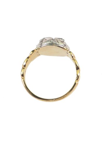 Ca. 1970 - "Owl" Gold & Silverring with Diamonds and Garnet - Image 5