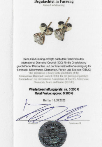 Ca. 1980 - Solitaire Brilliant Ear studs, incl. Jewelry appraisal! - Image 6