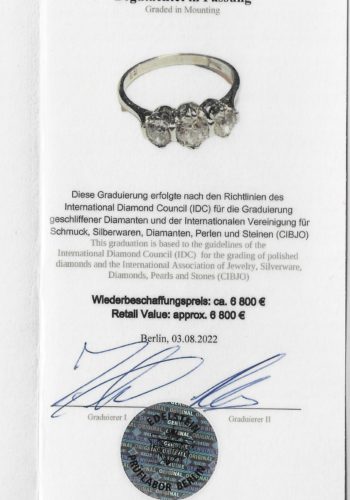 Ca. 1950 - Three stones Vintage Engagement ring, with Jewellery appraisal! - Image 8