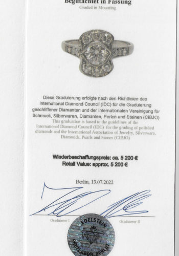 ** SOLD ** Ca. 1930 - Art déco Diamonds ring incl. Jewelry appraisal! - Image 8