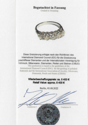 Ca. 1950 - Five-Stones Vintage Engagement ring incl. Gemstones appraisal! - Image 7