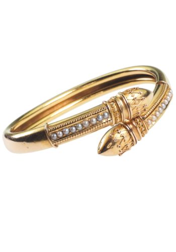 ** SOLD ** Ca. 1870 - Etruscan Revival 15 ct. Gold Bangle - Image 4
