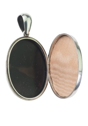 Ca. 1880 - Sterlingsilver & Onyx, Victorian locket - Image 3