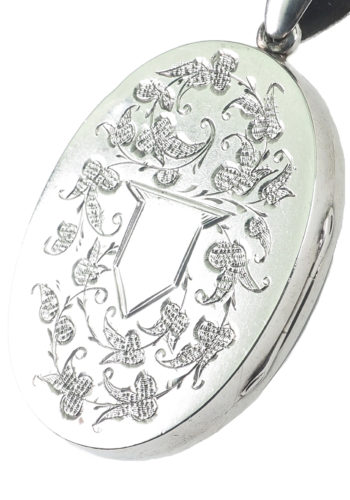 Ca. 1880 - Sterlingsilver & Onyx, Victorian locket - Image 4