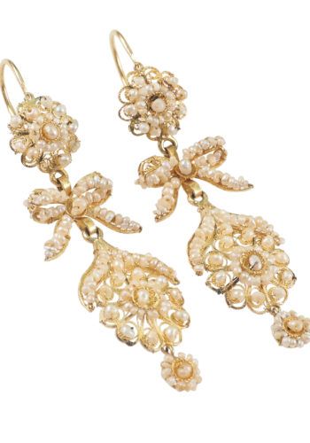 ** SOLD ** Ca. 1800 - Gold & Pearls, Italian Earrings - Image 3