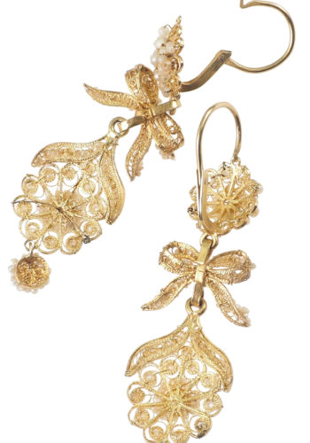 ** SOLD ** Ca. 1800 - Gold & Pearls, Italian Earrings - Image 5