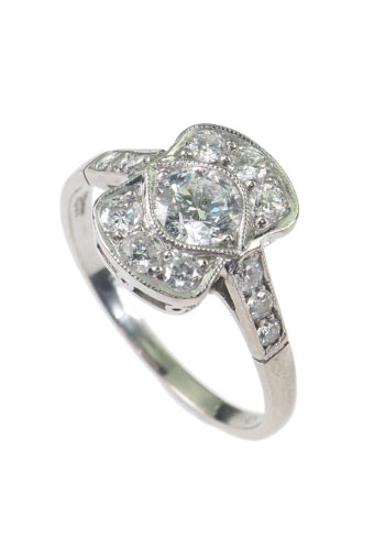 ** SOLD ** Ca. 1930 - Art déco Diamonds ring incl. Jewelry appraisal! - Image 3