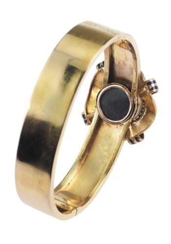 Ca. 1860 - 15 ct. Gold Bangle with Enamel & Diamond - Image 5
