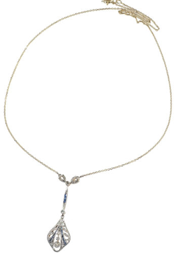 ** SOLD ** Ca. 1920 - Art déco Necklace, Sapphires & Diamonds - Image 4