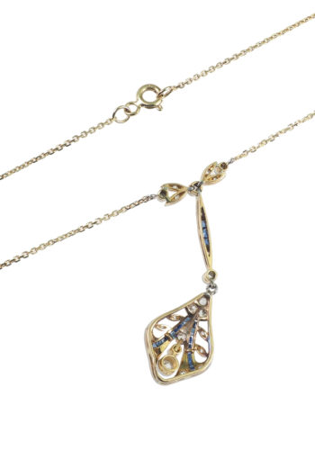 ** SOLD ** Ca. 1920 - Art déco Necklace, Sapphires & Diamonds - Image 5