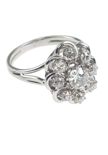 Ca. 1930 - Art déco Diamonds Ring Daisy, French - Image 3