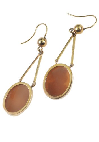 Ca. 1870 - Shell cameos Gold Earrings, Victorian England - Image 4