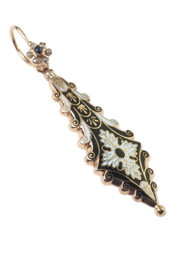 ** SOLD ** Ca. 1840 - Gold, Enamel & Pearls Earrings - Image 3