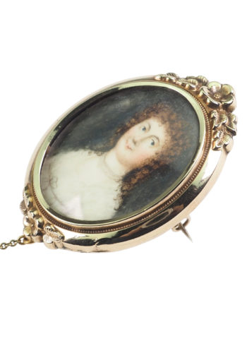 Ca. 1840 - Miniature painting Brooch, Biedermeier - Image 3