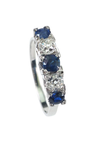 Ca. 1950 - Sapphire & Diamond Five Stone Engagement ring - Image 3