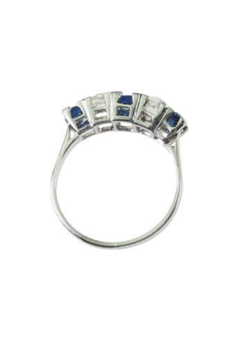 Ca. 1950 - Sapphire & Diamond Five Stone Engagement ring - Image 5