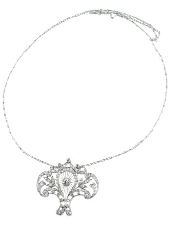 Ca. 1900 - Belle Epoque Diamond pendant with chain - Image 4