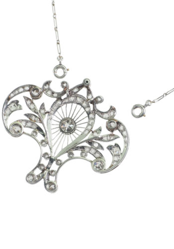 Ca. 1900 - Belle Epoque Diamond pendant with chain - Image 6