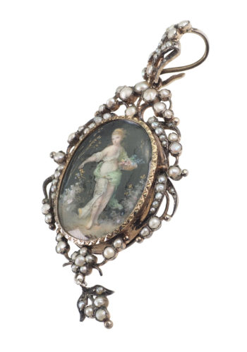 Ca. 1870 - Miniature painting Pendant / Medallion - Image 3