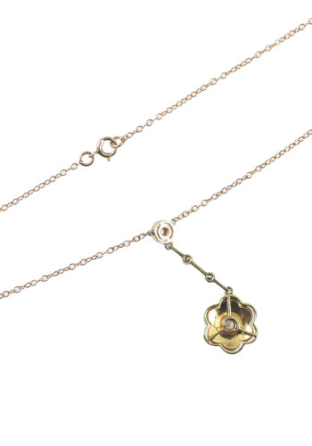 Ca. 1900 - Natural pearl & Diamond Gold Necklace - Image 4