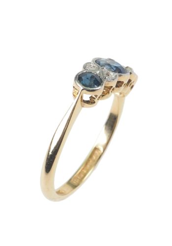 Ca. 1910 - English Sapphire & Diamond Engagement ring - Image 4