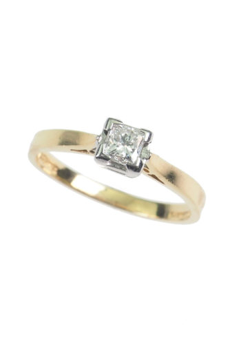 Ca. 1960 - Princess Cut Diamond Solitaire Engagement ring - Image 3