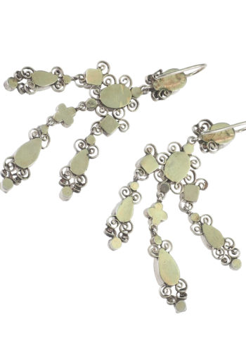Ca. 1840 - French Silver Earrings / Glass & Pearls - Image 4