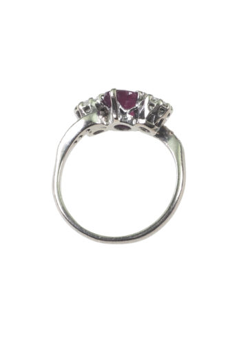 Ca. 1950 - Vintage Engagement ring with Ruby & Diamonds - Image 5