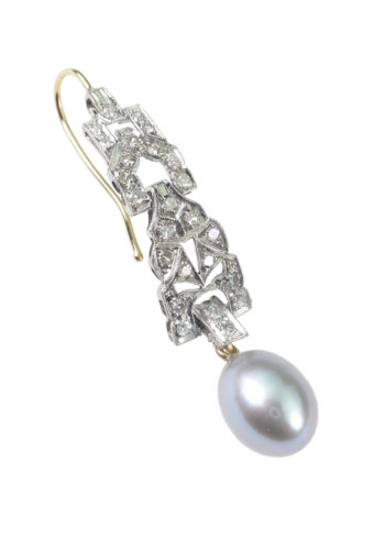 ** SOLD ** Ca. 1930 - Seed pearl & Diamond, Art déco Earrings - Image 3