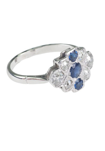 Ca. 1930 - Art déco Sapphire & Diamondring - Image 4