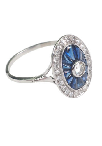 Ca. 1935 - Art déco Sapphire & Diamond Engagement Ring - Image 4