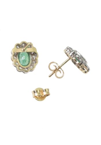 Ca. 1980 - Emerald Ear studs with 24 Diamonds - Image 4